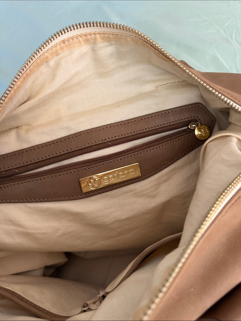 Gorjana Classic Brown Leather Satchel Handbag with Detachable Strap - Picture 5 of 5